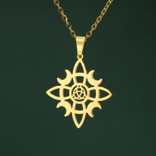 Collar Talismán "Estrella Mística y Nudos de Luna"