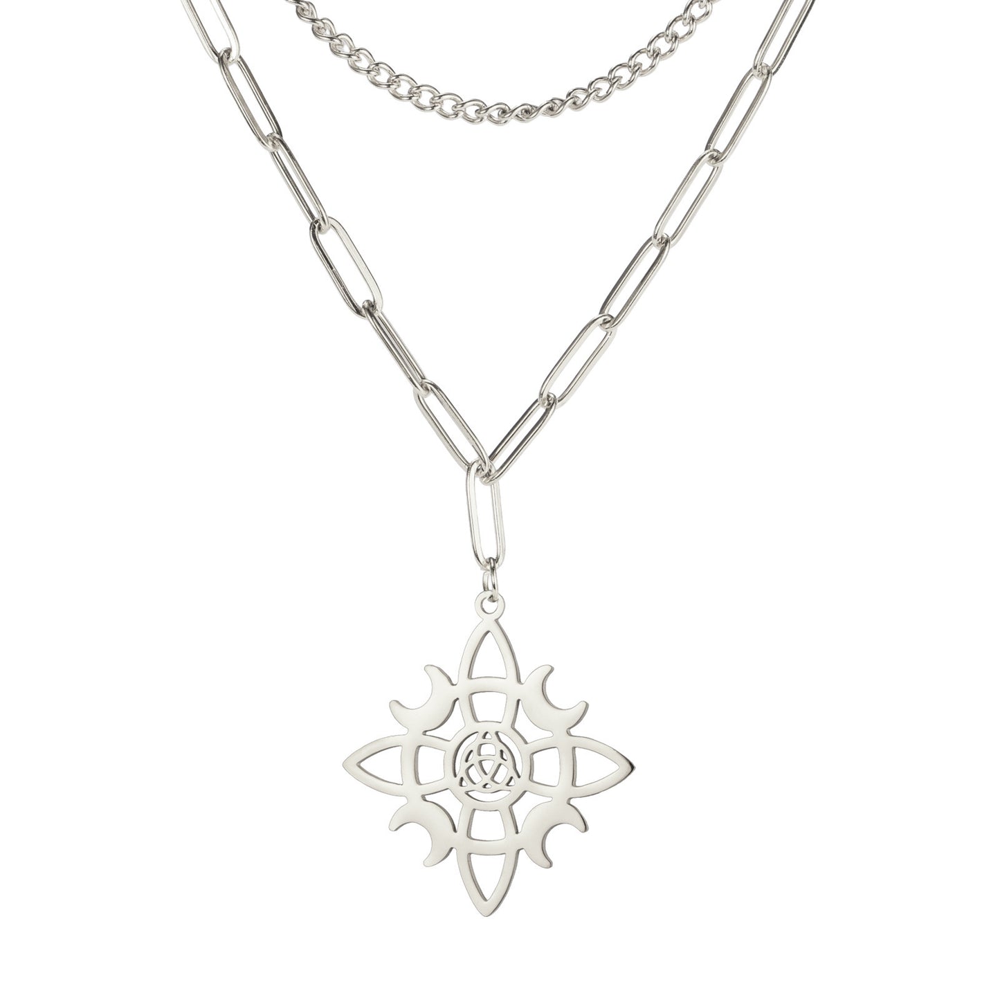 Collar Talismán "Estrella Mística y Nudos de Luna"