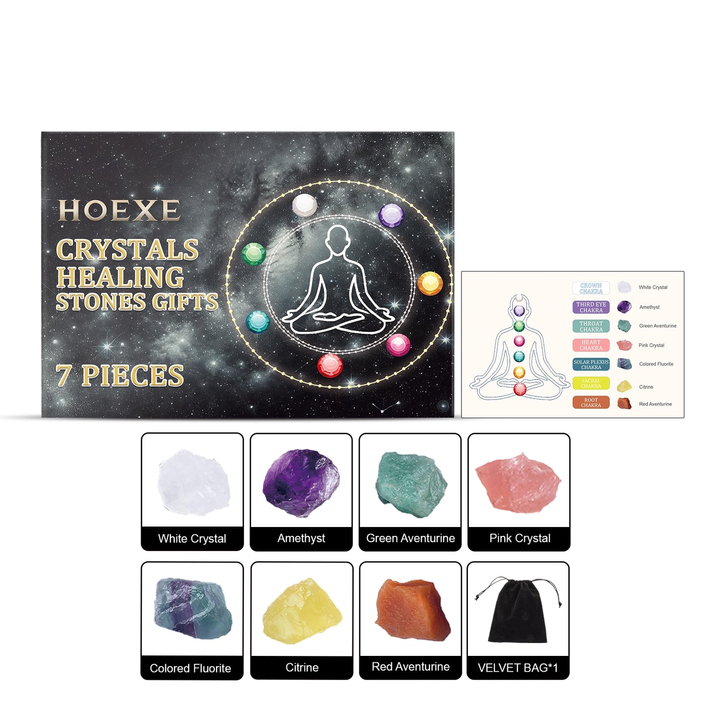 Kit de 7 Cristales Naturales para Chakras