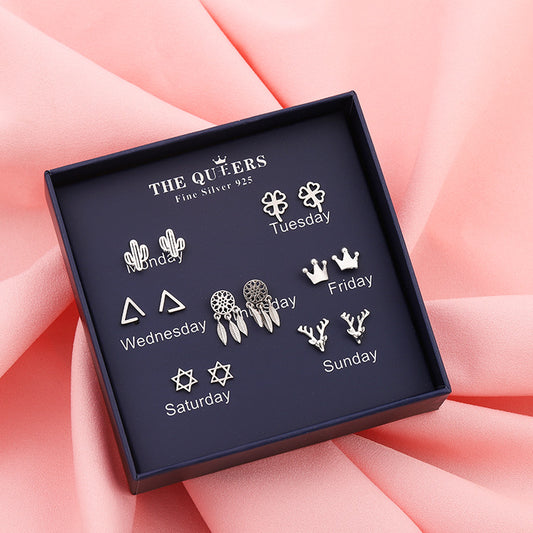 Pendientes de Plata Estilo Coreano