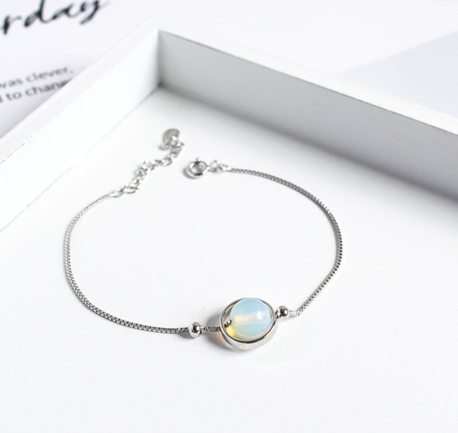 Brazalete de Plata de Ley 925 con Piedras Naturales
