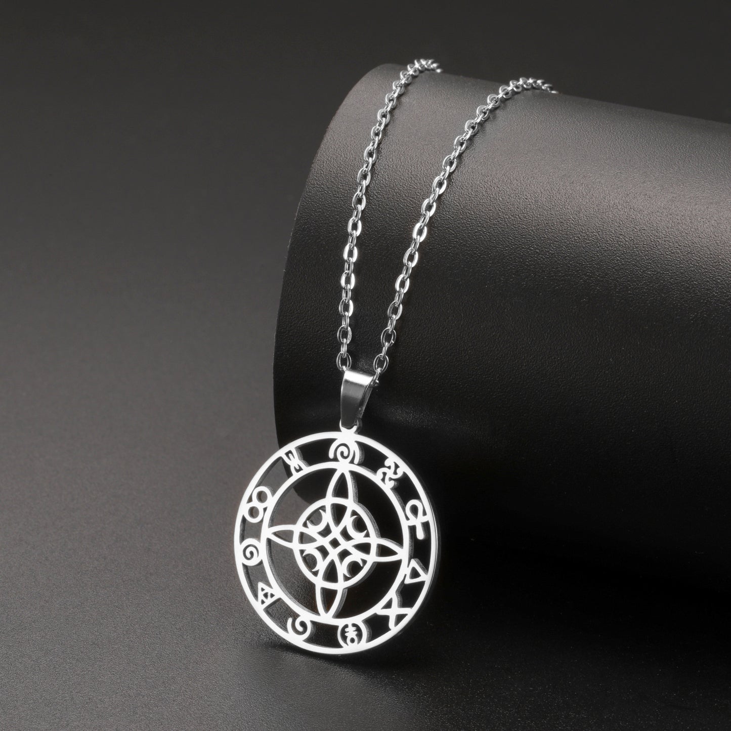 Ring Hollow Witch Knot Moon Pendant