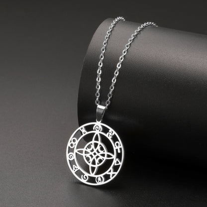 Ring Hollow Witch Knot Moon Pendant