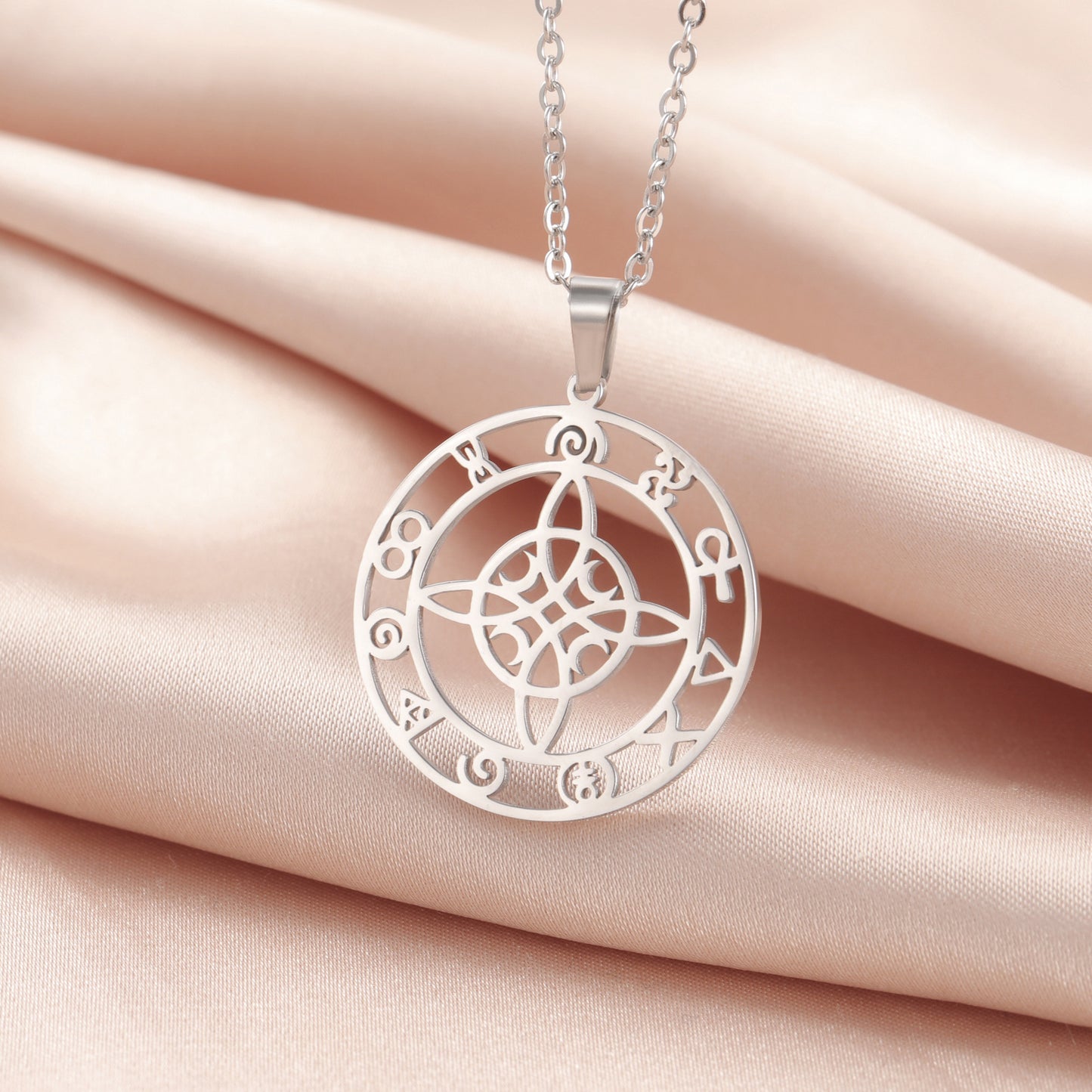 Ring Hollow Witch Knot Moon Pendant