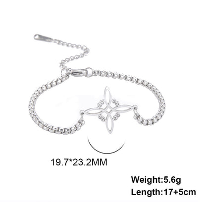 All-match Witch Knot S-shaped Double Hole Pendant Box Chain Stainless Steel Bracelet
