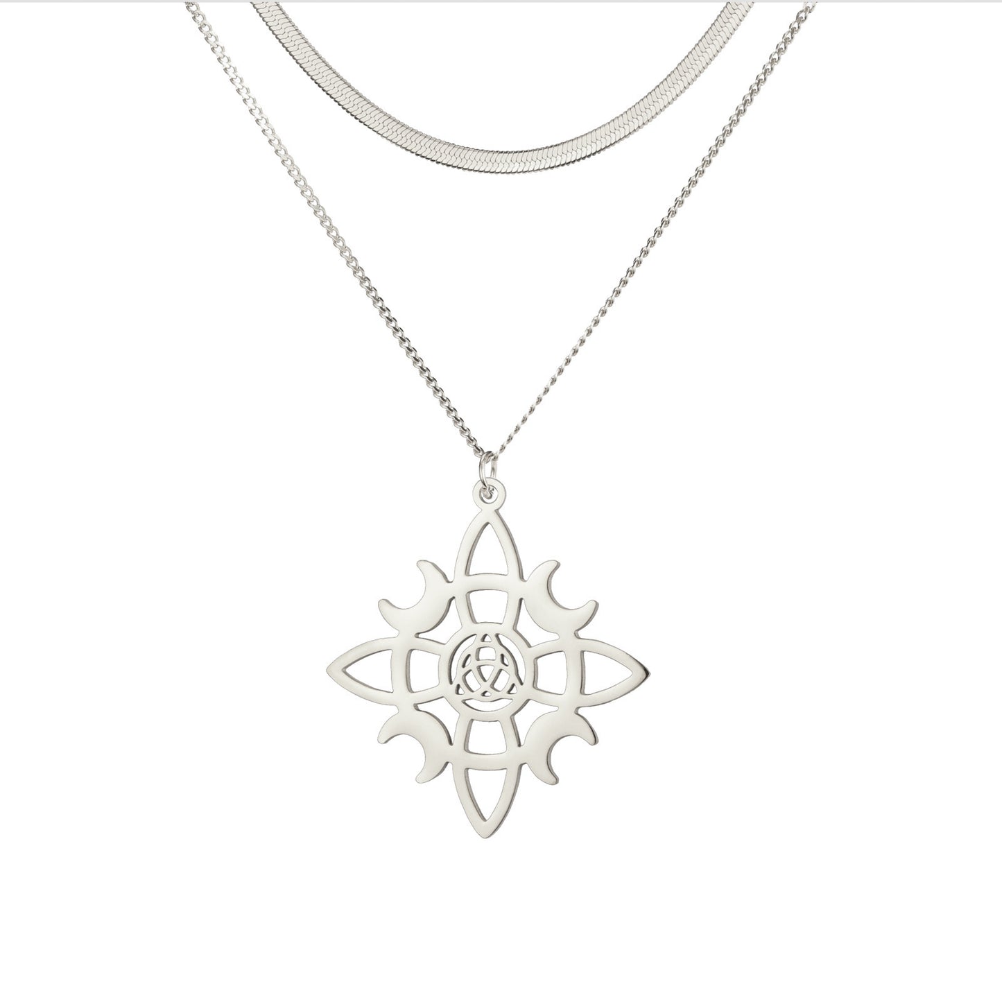 Collar Talismán "Estrella Mística y Nudos de Luna"