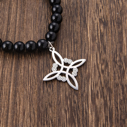 Brazalete de Protección "Nudo de Brujas" en Obsidiana Negra