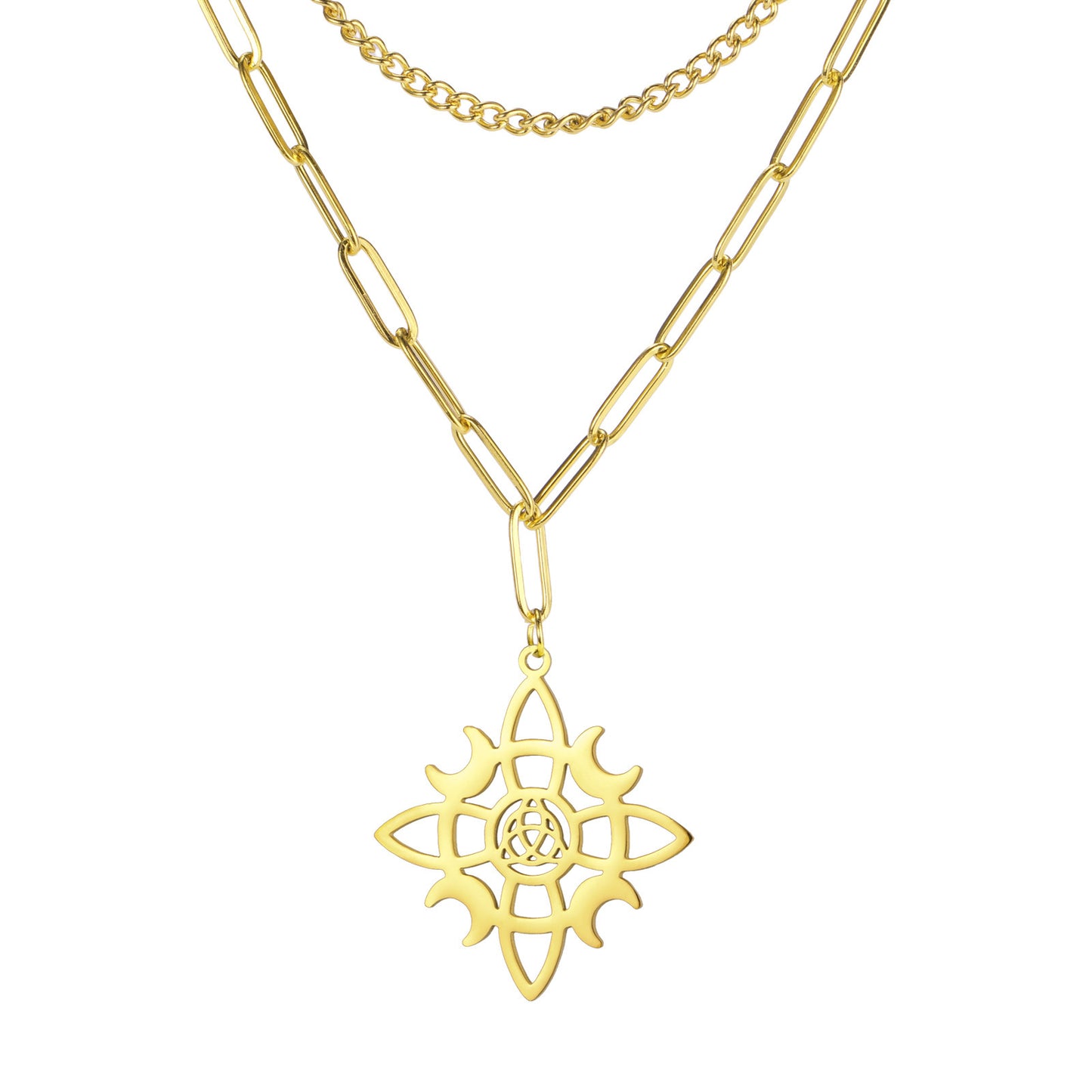 Collar Talismán "Estrella Mística y Nudos de Luna"