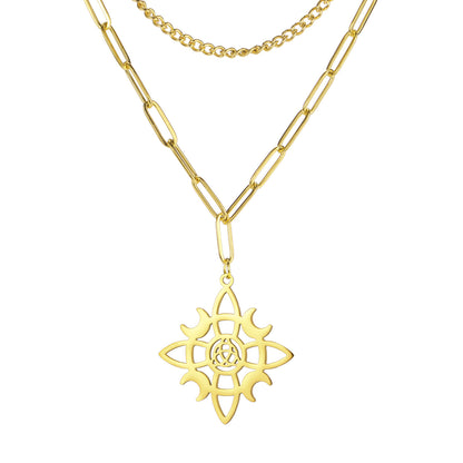 Collar Talismán "Estrella Mística y Nudos de Luna"