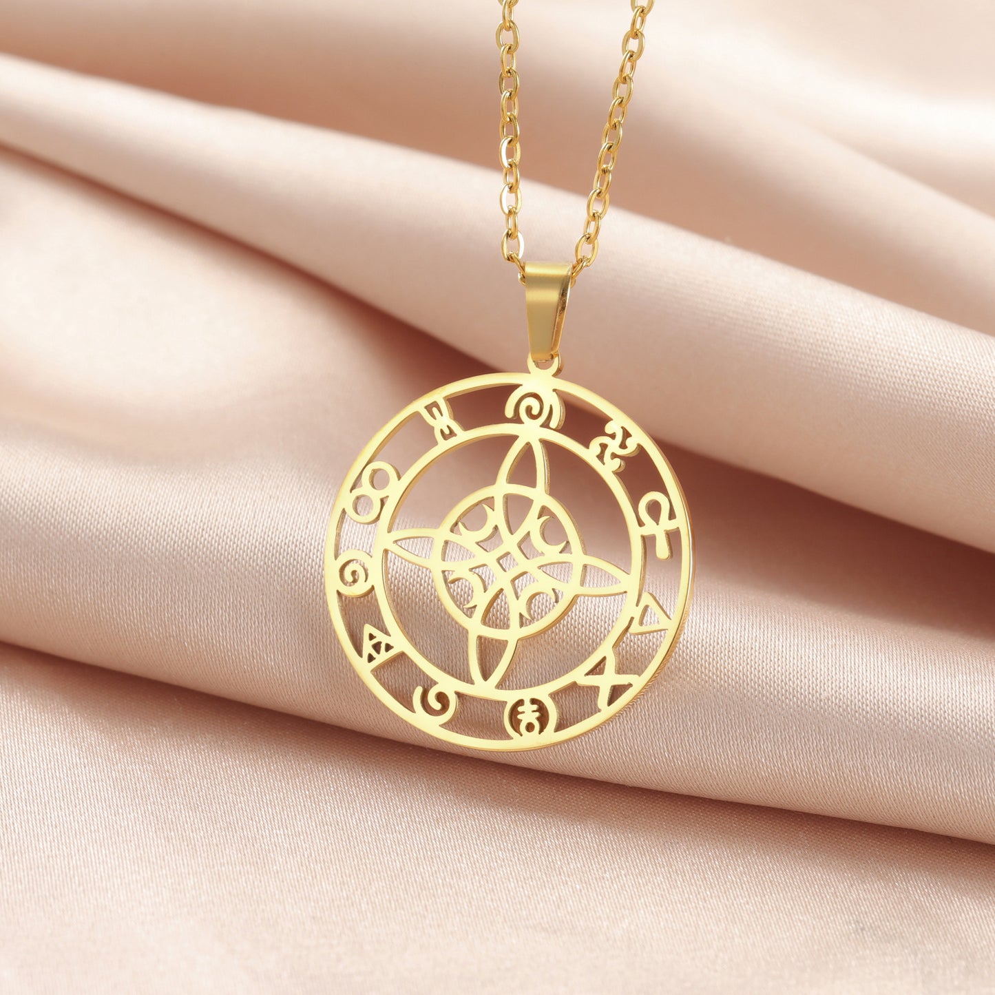 Ring Hollow Witch Knot Moon Pendant