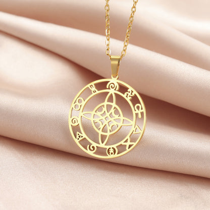 Ring Hollow Witch Knot Moon Pendant