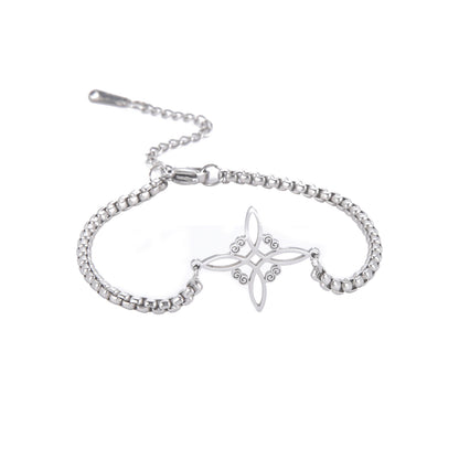 All-match Witch Knot S-shaped Double Hole Pendant Box Chain Stainless Steel Bracelet