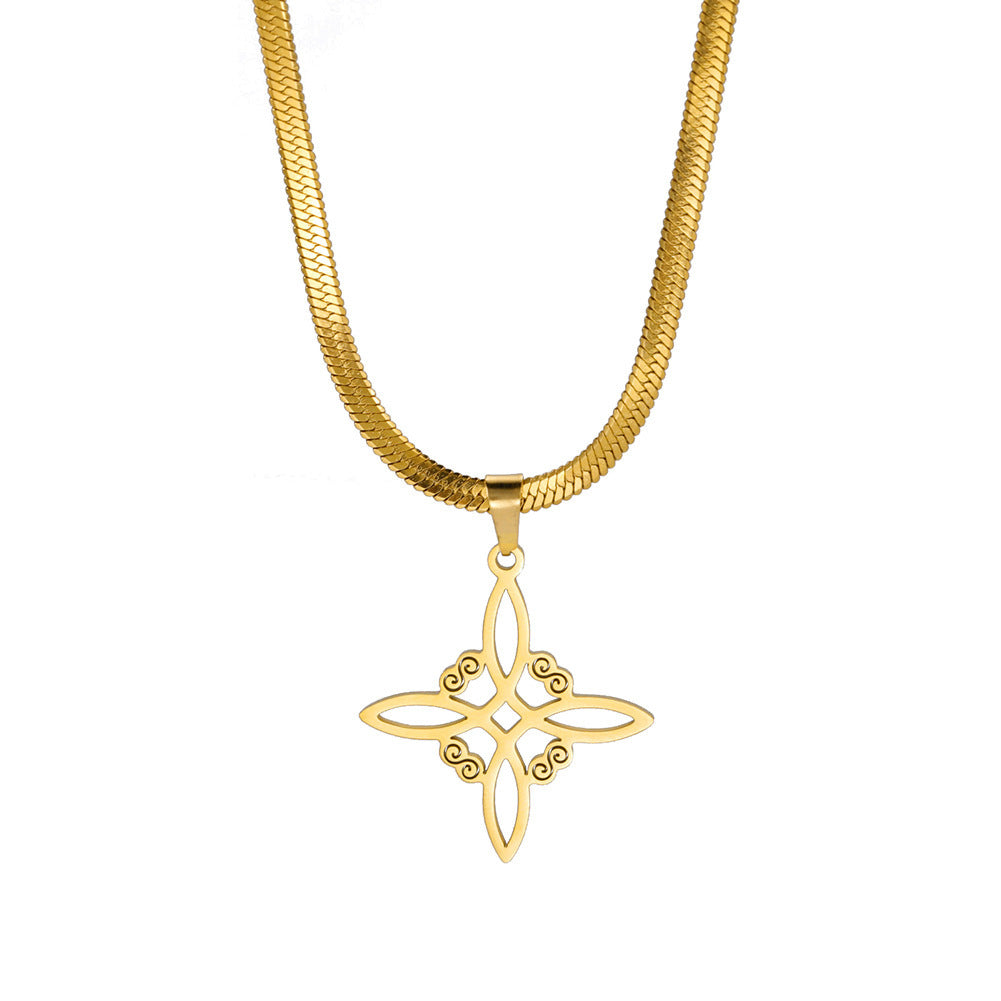 Cut Hollow Witch Knot S-shaped Pendant Snake Bones Chain